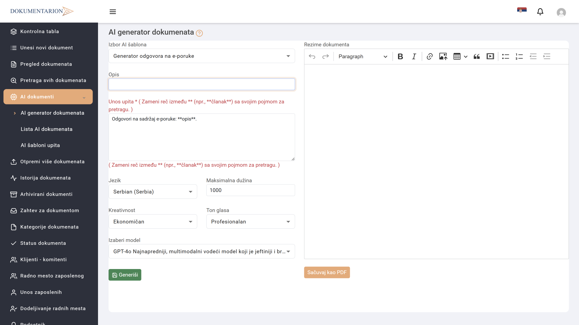 AI generisanje sadržaja